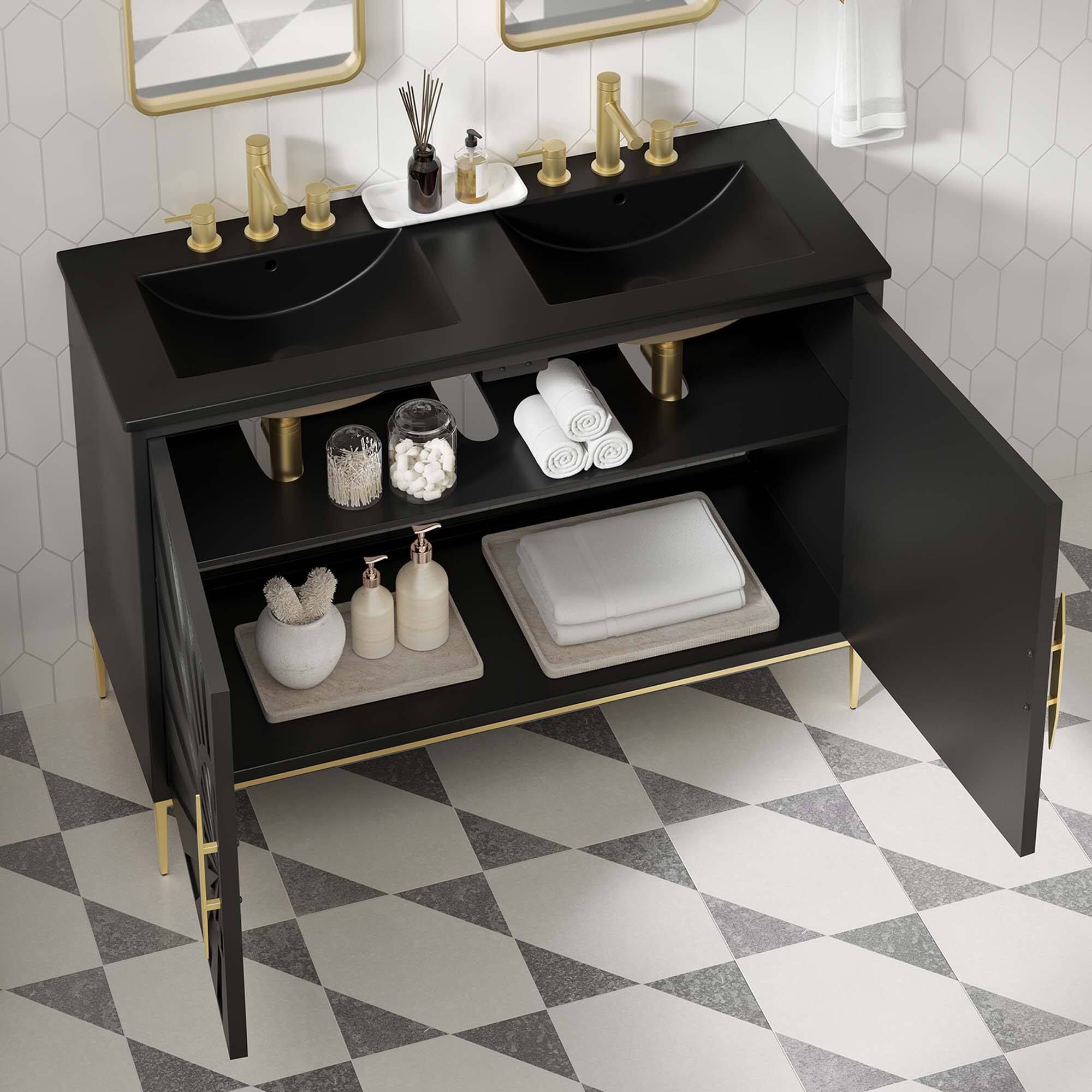 Alt View 1. Modway - Awaken Bathroom Vanity Basin Included by Modway - Black Black.