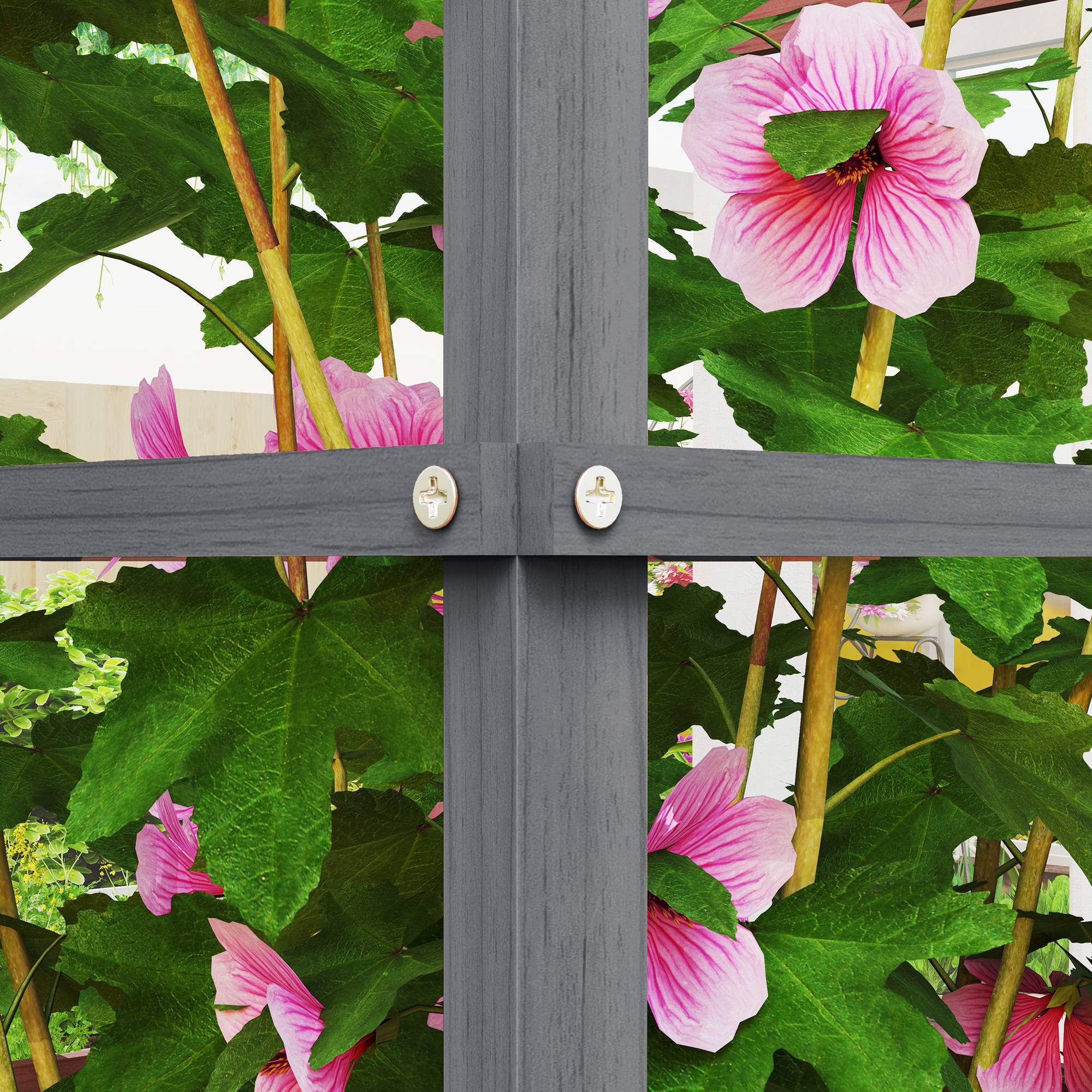 Alt View 8. Outsunny - Raised Garden Bed with Trellis, Wooden Planter Box with Galvanized Steel Sides, Raised Flower Bed for Climbing Plants - Gray.