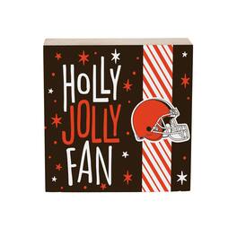 Evergreen Enterprises - Cleveland Browns 6" Holiday Wood Plock Shelf Sign - Multicolor