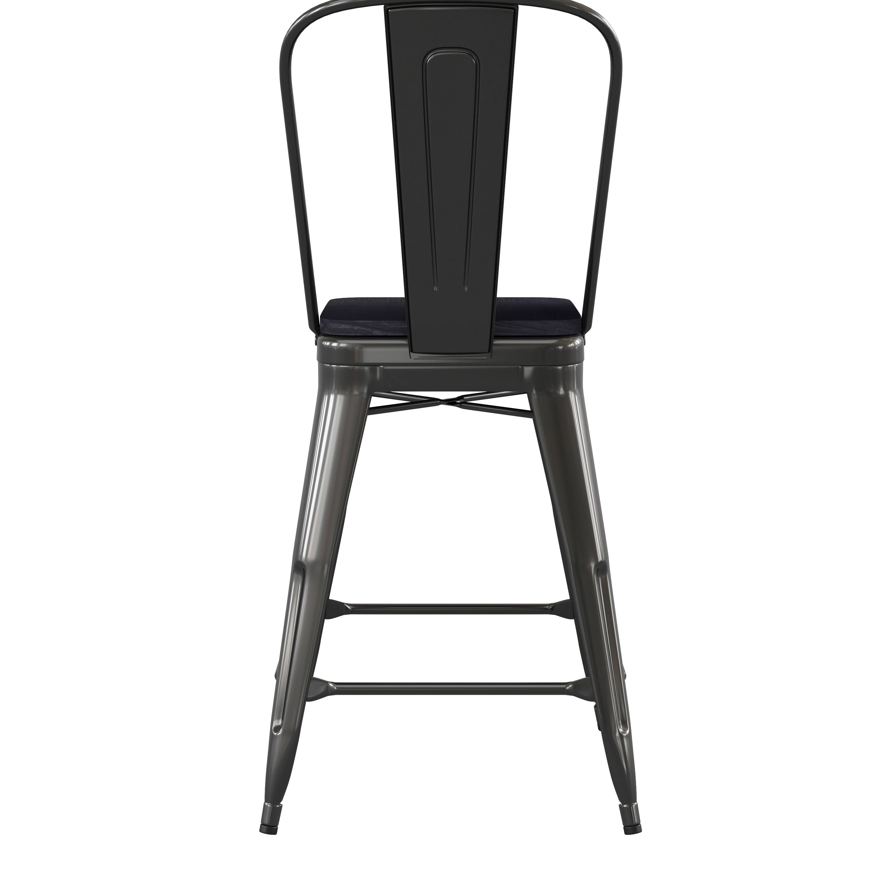 Alt View 8. Emma + Oliver - Kam Metal Indoor-Outdoor Stool with Removable Back and All-Weather Polystyrene Seat - Black Seat/Black Frame.
