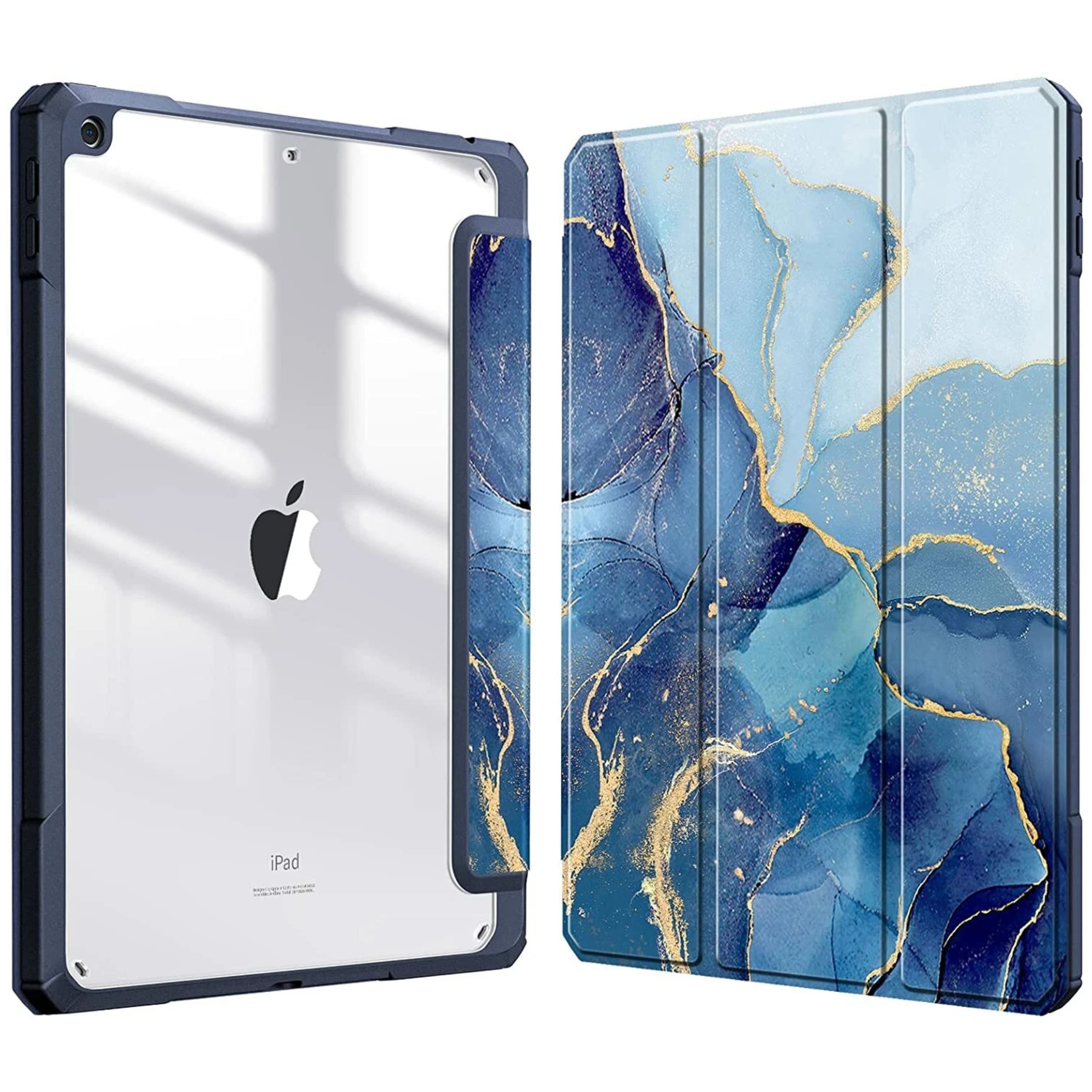 Kitcheniva - Lightweight Shockproof Case For iPad 9th 8th 7th 10.2 Inch Clear Back Ocean Blue - Ocean Marble