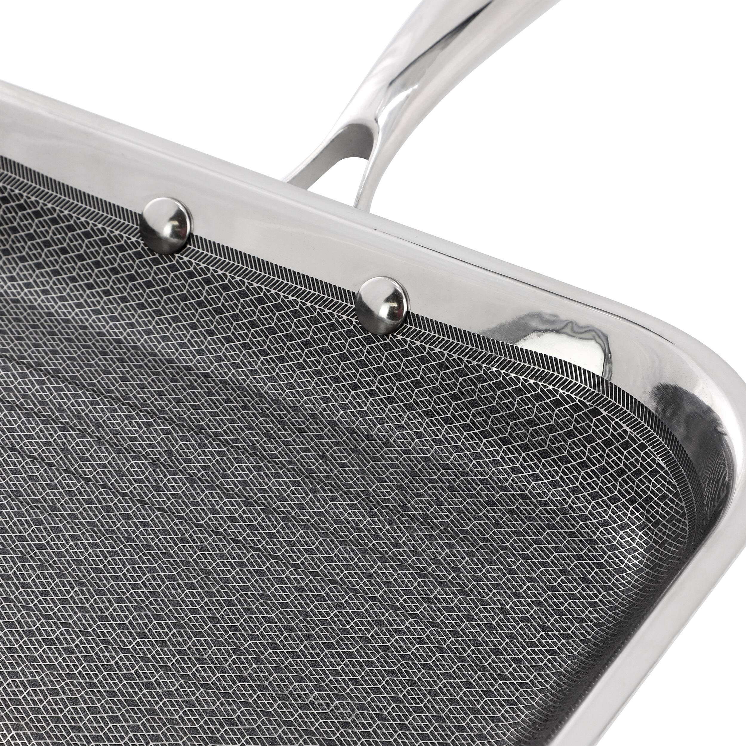 Back. Oster - Oster Modessa 11in Platinum Collection Hybrid Nonstick Square Grill Pan in Silver - Silver.
