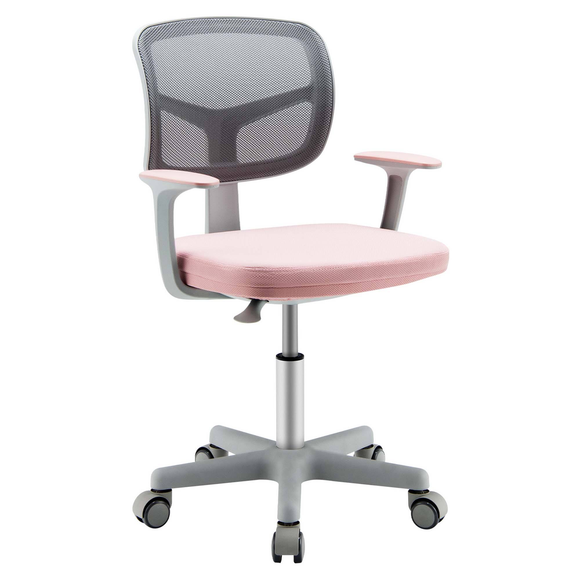 Costway - Kids Desk Chair Adjustable Height Children Study Chair w/Auto Brake Casters - Pink