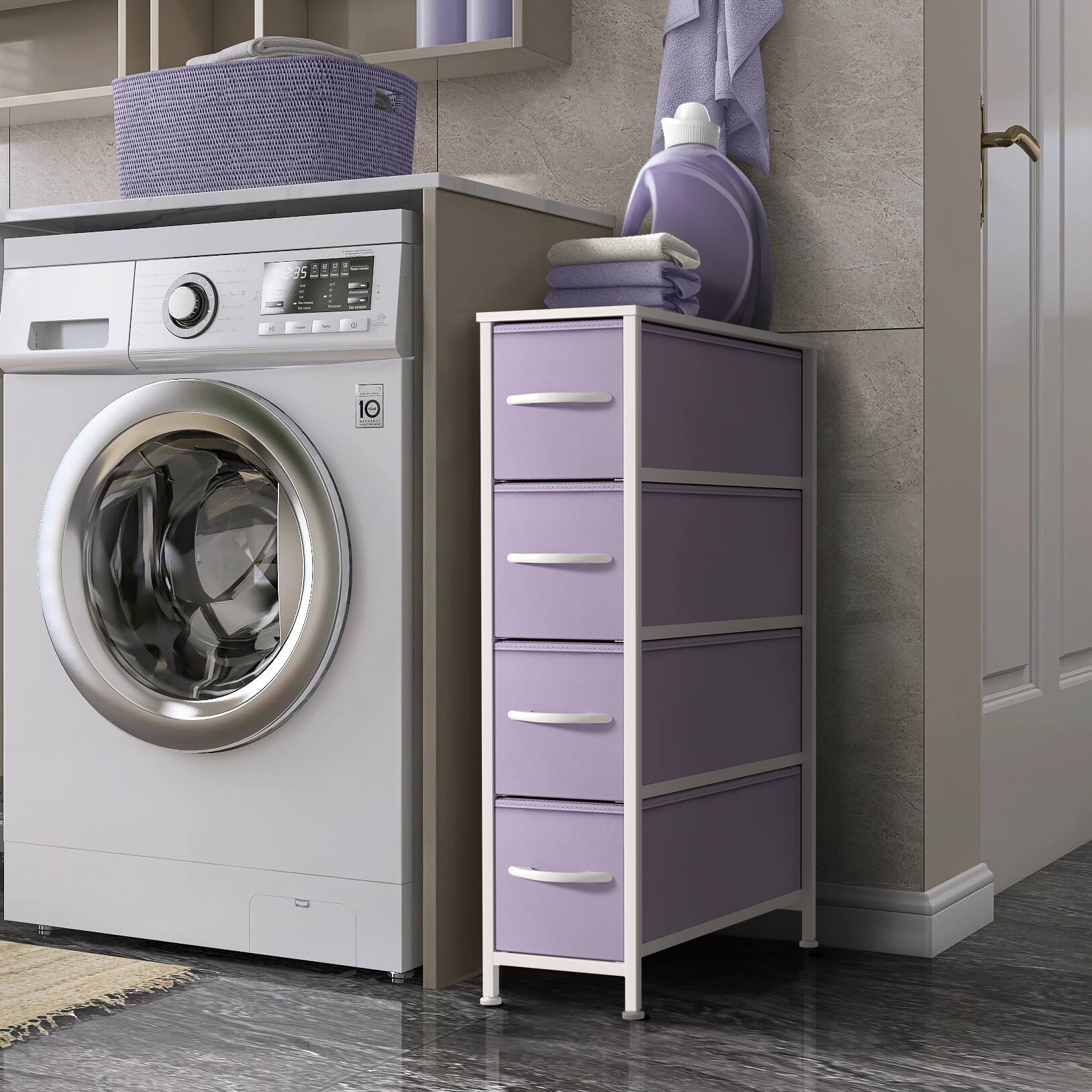 Alt View 1. Sorbus - Sorbus Narrow Dresser with 4 Drawers, Vertical Slim Storage Chest of Drawers with Steel Frame - Purple.