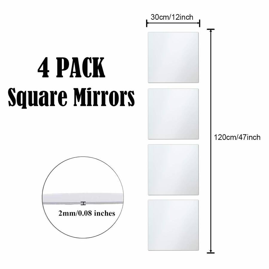 112 Inch Mirror Live At Space Home Gym Wall Mirrors 12 X 12inch 4pcs Mounted Mirror ...