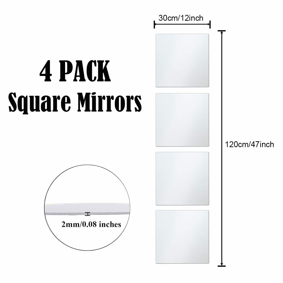 Live At Space Home Gym Wall Mirrors 12 X 12inch 4pcs Mounted Mirror ...