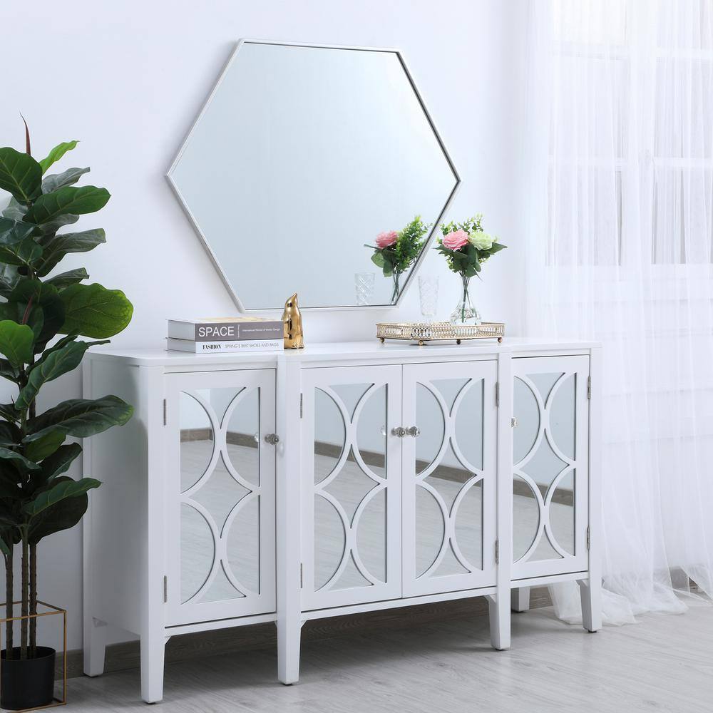 Alt View 6. Elegant Decor - Metal frame hexagon mirror 30 inch in silver - Silver.
