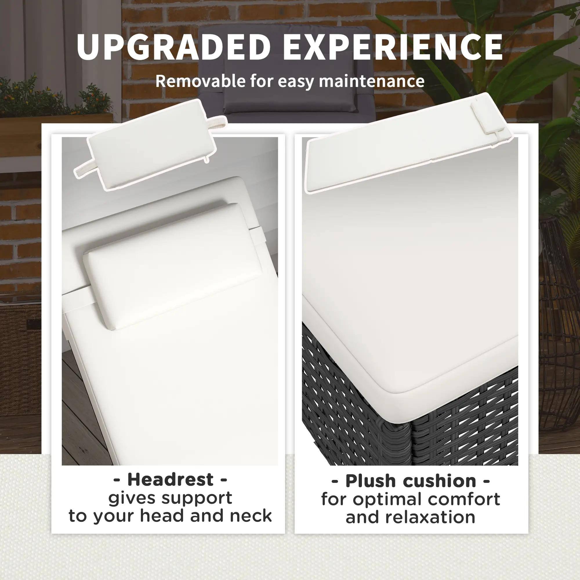 UPGRADED EXPERIENCE

Removable for easy maintenance

- Headrest - gives support to your head and neck

- Plush cushion - for optimal comfort and relaxation