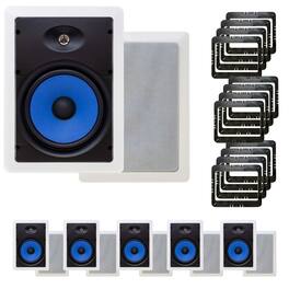 Legrand - MS3801 evoQ 3000 8" In-Wall Speakers Case Pack 6 Pair 12 Speakers total with In Wall Mounting Brackets - Black/Gray