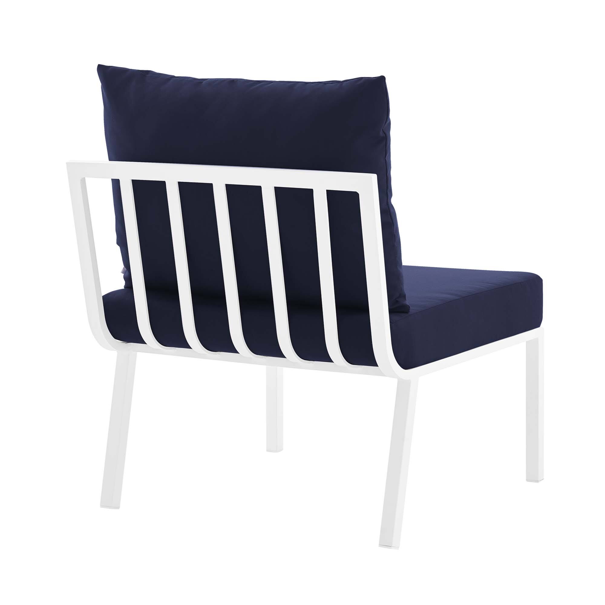 Alt View 1. Modway - Riverside Outdoor Patio Aluminum Armless Chair by Modway - White Navy.