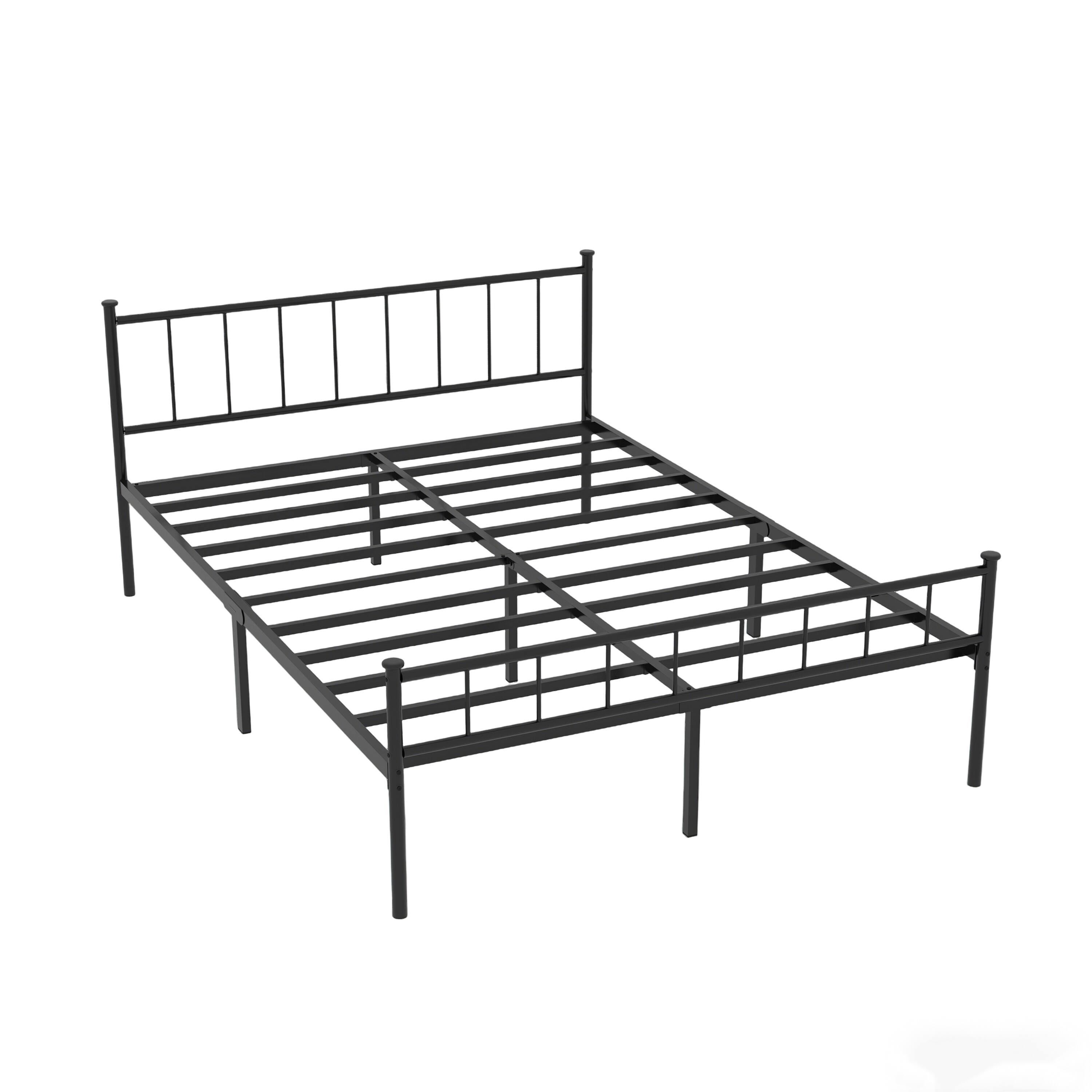Left. LUCKY ONE - Queen Size Bed Frame With Headboard and Footboard - Black.