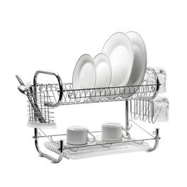 J&V TEXTILES - Stainless Steel Chrome 2 Tier Dish Rack