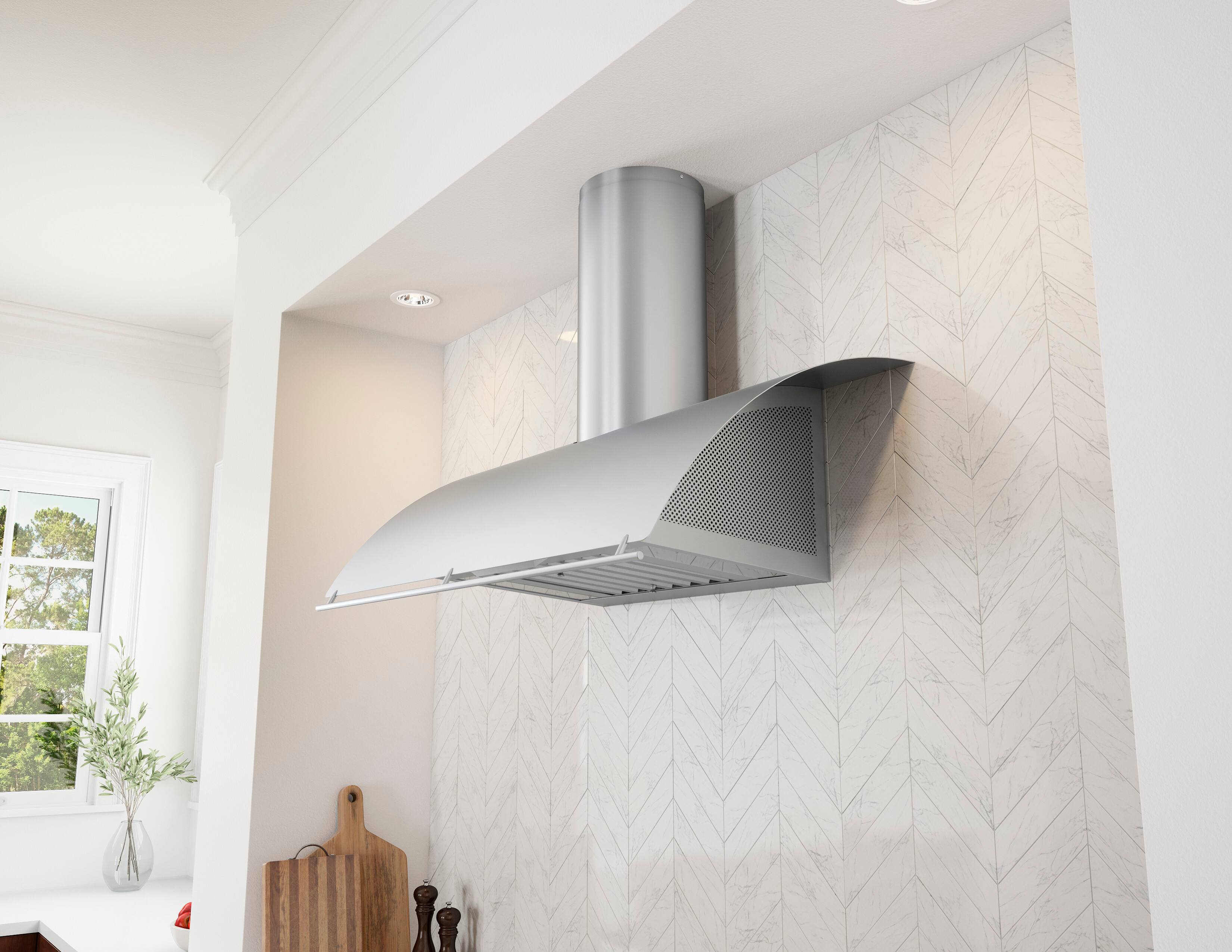 Alt View 12. Zephyr - Okeanito 36 in. Shell Only Wall Mount Range Hood with LED Lights - Stainless Steel.