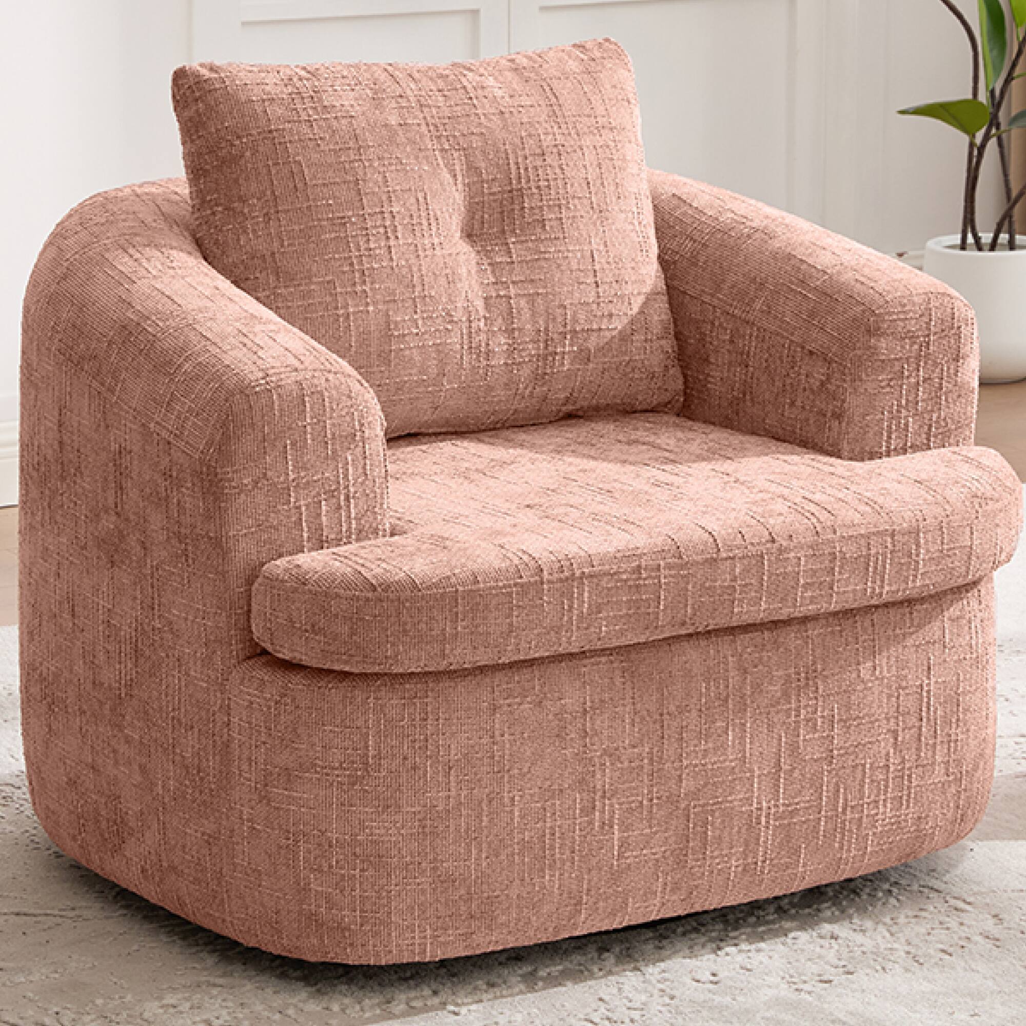 Alt View 2. GOODSILO - Modern 360-Degree Swivel Accent Barrel Chair with Dual-Layer Cushion Design for Living Room and Office - Pink.