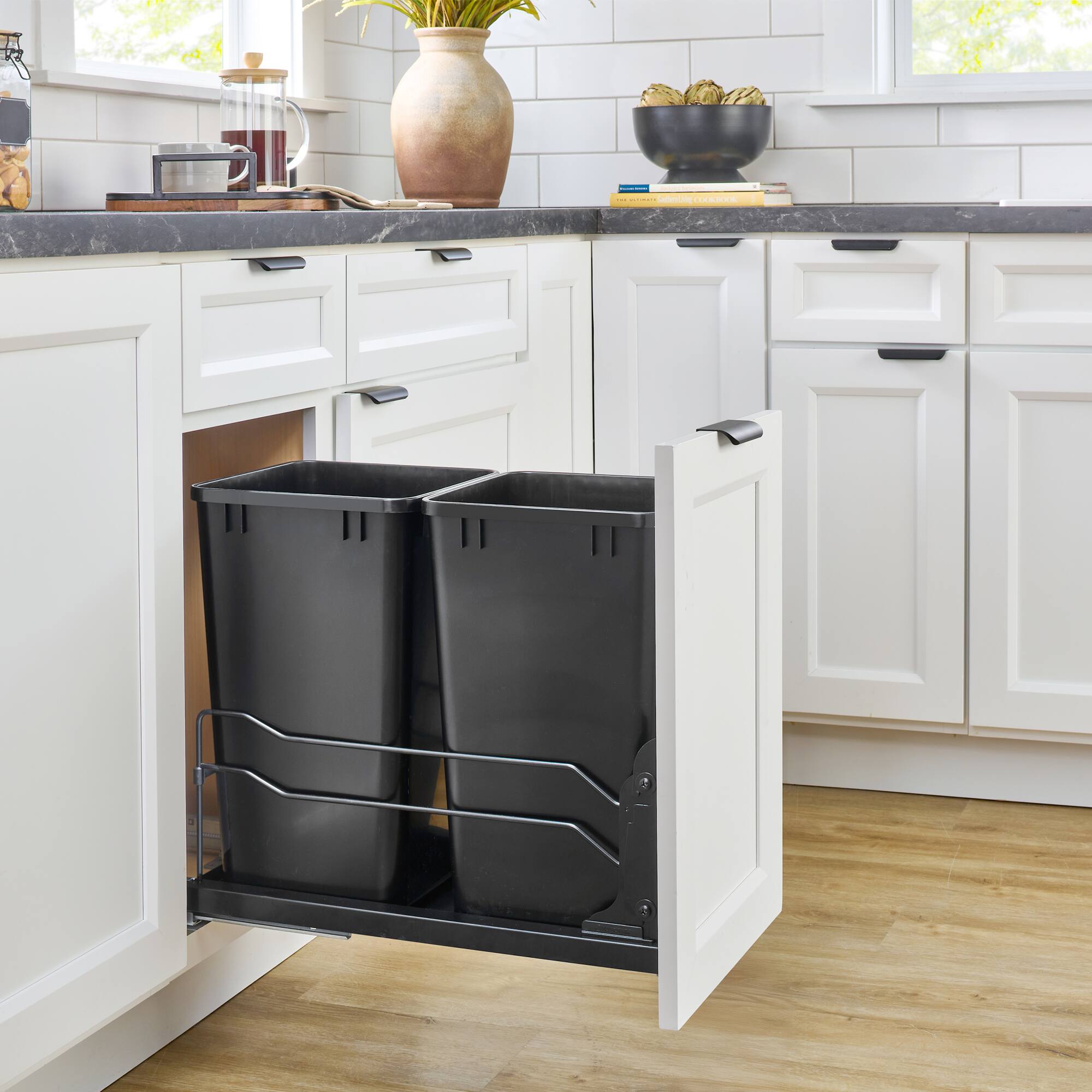 Alt View 7. Rev-A-Shelf - Rev-A-Shelf Double Pullout Trash Can 27 qt. with Soft-close, 53WC-1527SCDM-217 - Silver.