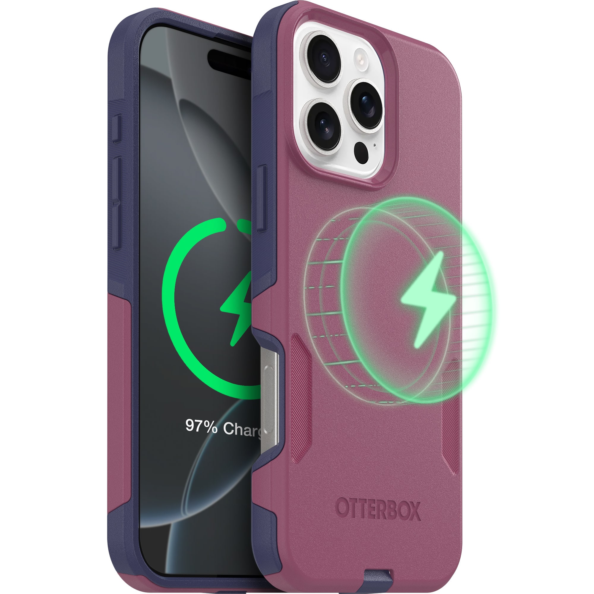 OtterBox - Commuter Series Hard Shell for MagSafe for Apple iPhone 16 Pro Max - Berry Smooth (Pink/Purple)