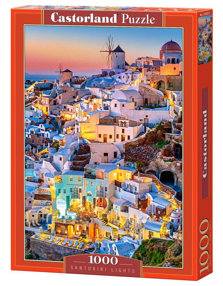 Castorland - 1000 Piece Jigsaw Puzzle, Santorini Lights, Puzzle of Greece, Island Paradise Puzzle, C-103522-2 - Red