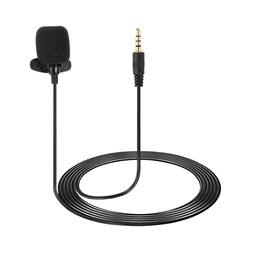 Unique Bargains - Lavalier Lapel Microphone 3.5mm Straight Stereo 4-Pole Condenser Mic 1.5m Wired Unidirectional - Black
