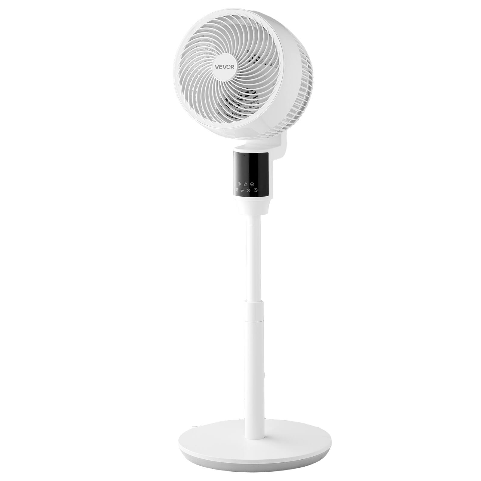 Alt View 5. VEVOR - 9-Inch Pedestal Fan, 80° Oscillating Standing Floor Fan with Quite DC Motor, Remote Control, 9 Speeds & 4 Smart Modes - White.