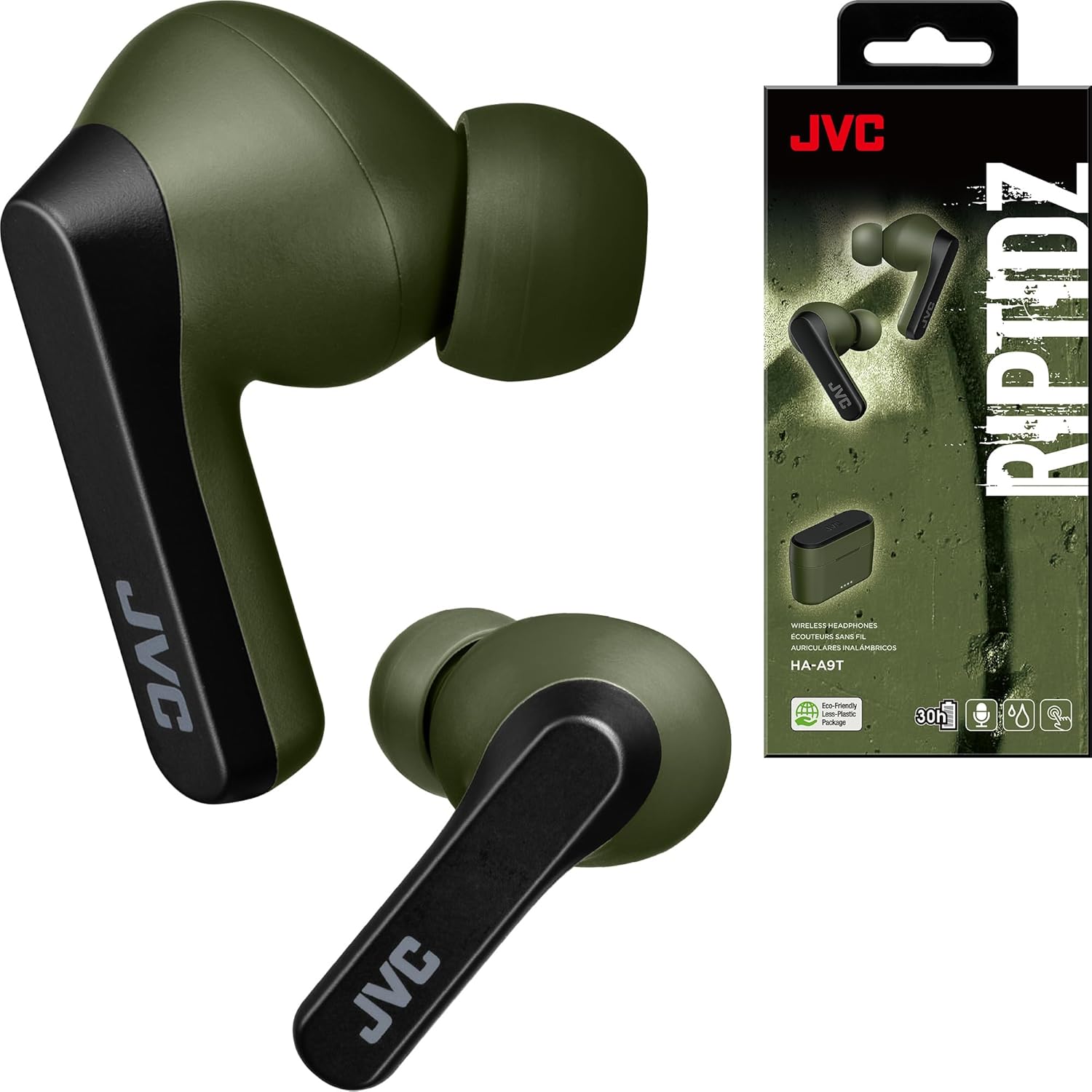 JVC  
RIPTIDZ  
WIRELESS HEADPHONES  
EQUIPEMENT SANS FIL  
HA-A9T  
30h  
Eco-Friendly Packaging