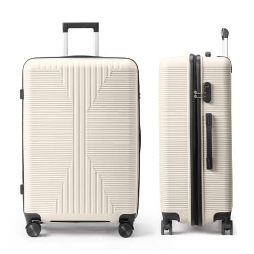 Winado - 28" Hardshell Carry On Luggage with Spinner Wheels Lightweight PP Hardside Small Suitcase with Built-in Lock - White