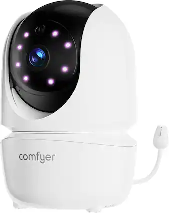 Front. Comfyer - Comfyer - Add-on Camera for BM01 Baby Monitor, 1080P HD, Pan/Tilt, No WiFi - White - White.