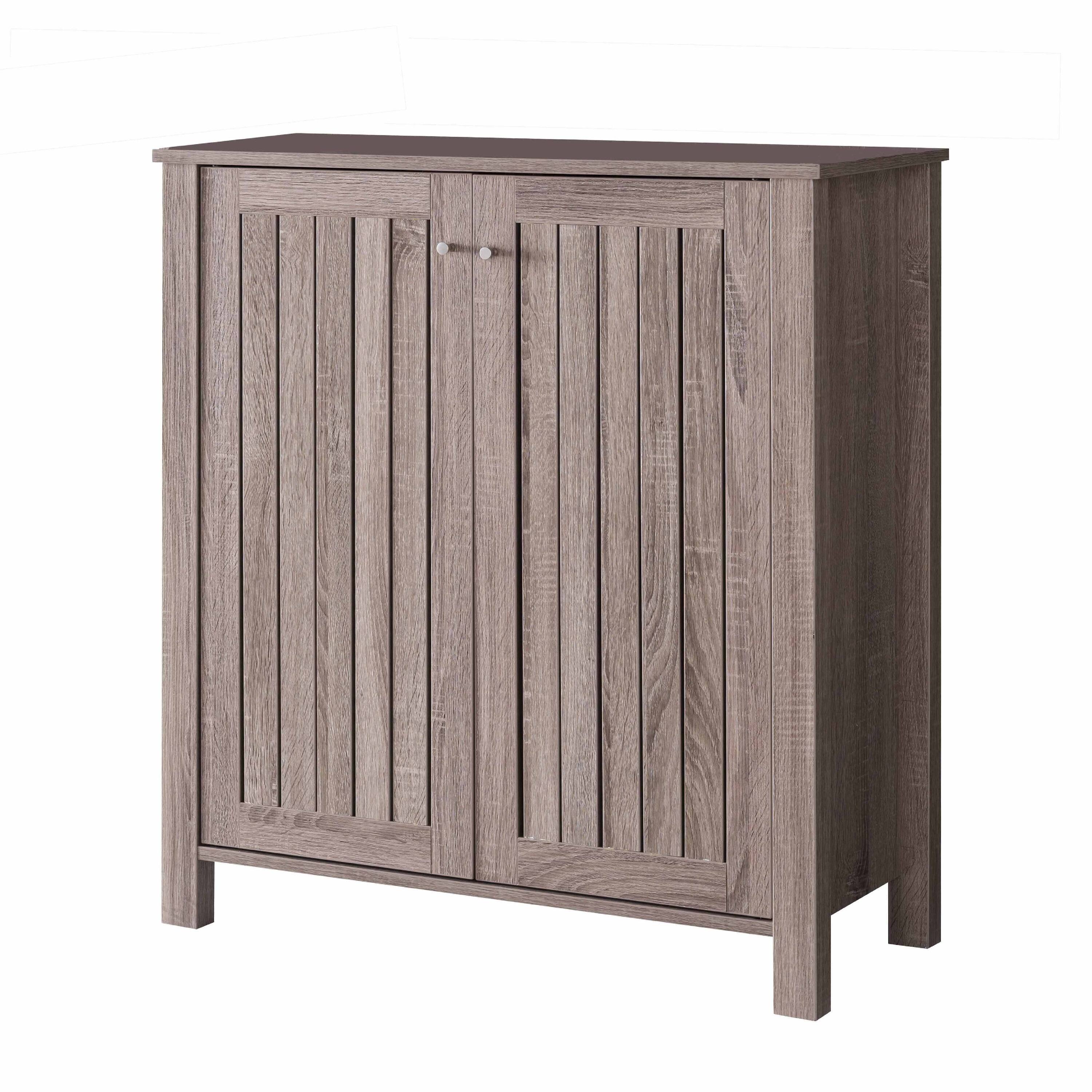 Alt View 1. TinyHomie - Shoe Rack Cabinet 34 Inch Slatted Vented Doors Dark Taupe Finish - Taupe Multi.