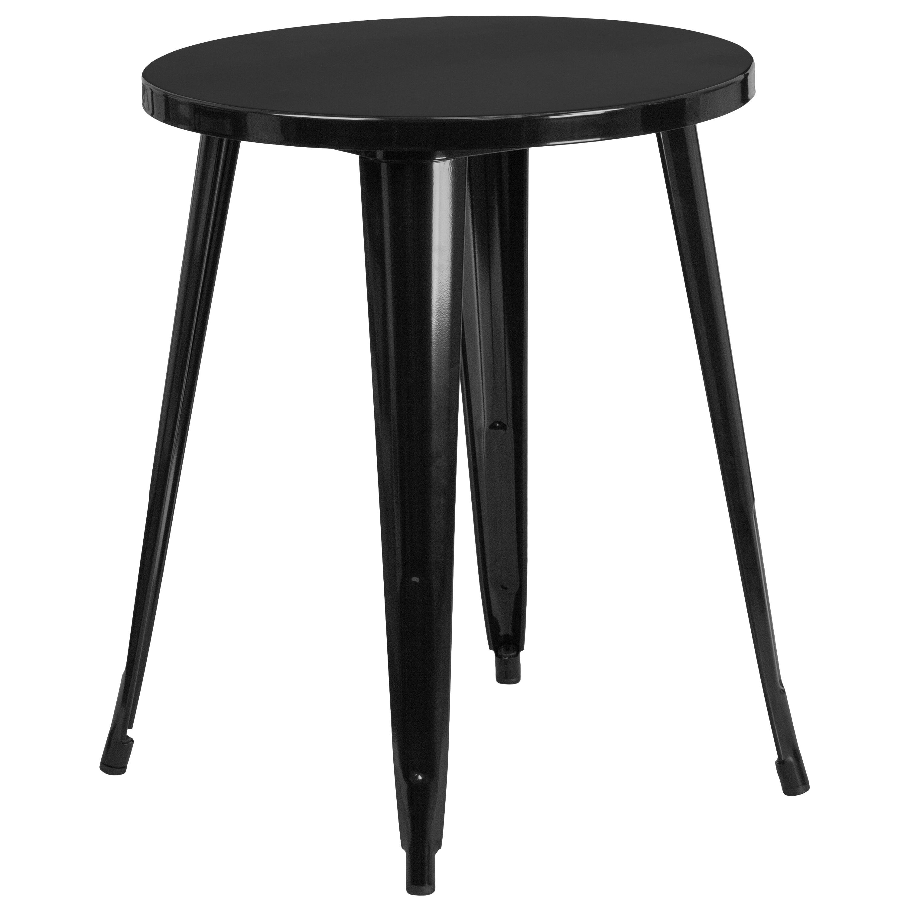 Alt View 3. Emma + Oliver - Commercial Grade 24" Round Metal Indoor-Outdoor Table Set with 2 Cafe Chairs - Black.