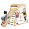 Front. Costway - Costway 6-in-1 Wood Jungle Gym Montessori Climbing Play Set with Double-sided Ramp - Colorful.