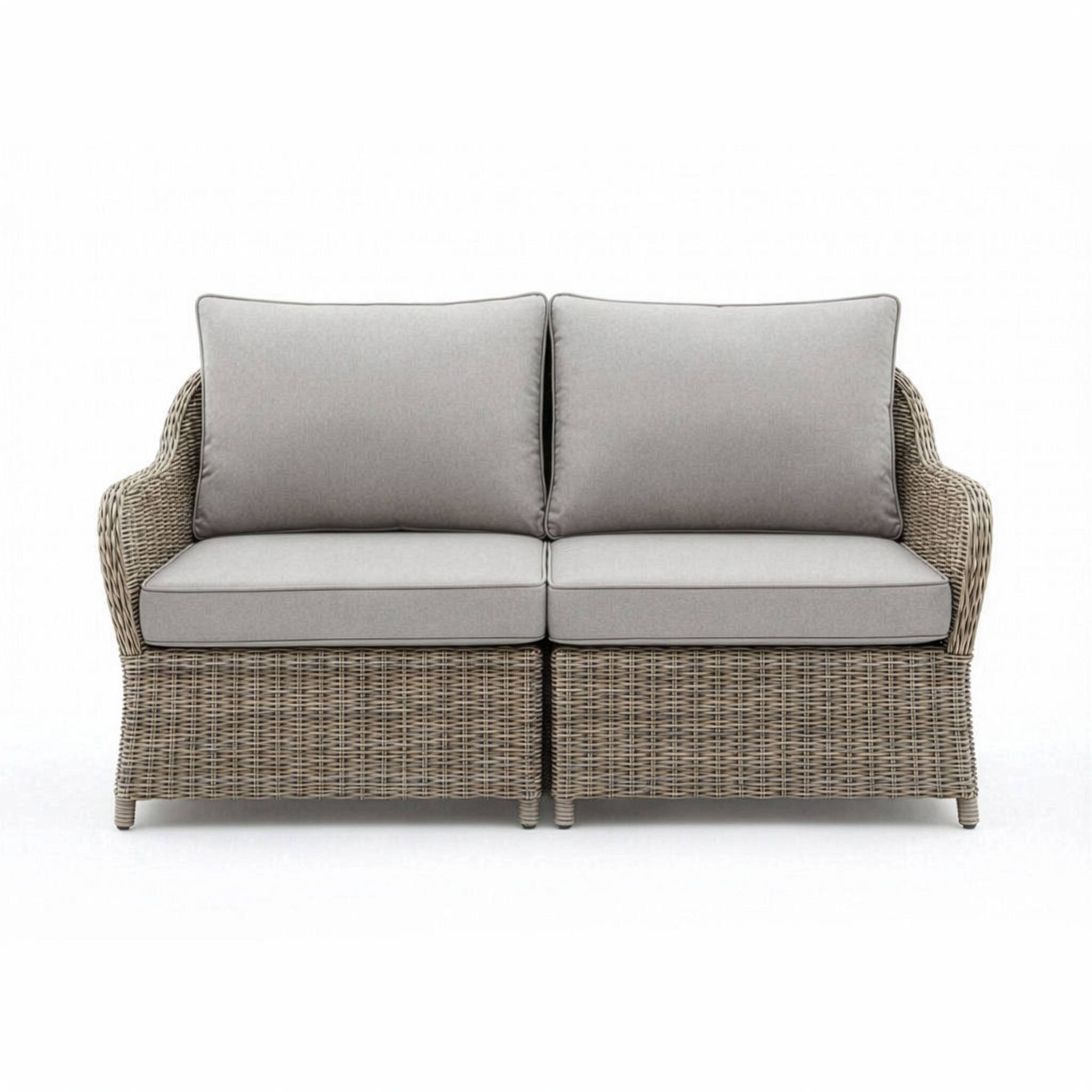 Alt View 7. Martha Stewart - Lily Pond Indoor-Outdoor Modular Patio Loveseat with All-Weather Cushions - Gray Cushions/Weathered Gray Frame.