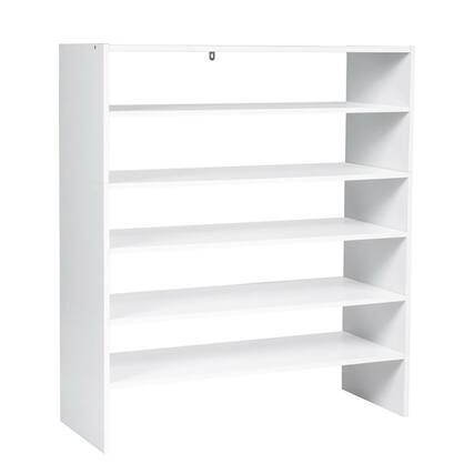 Front. Pefilos - 3 Pieces 31-Inch Stackable Multi-Shape Shoe Rack-White, Shoe Storage Organizer for Entryway & Closet - White.