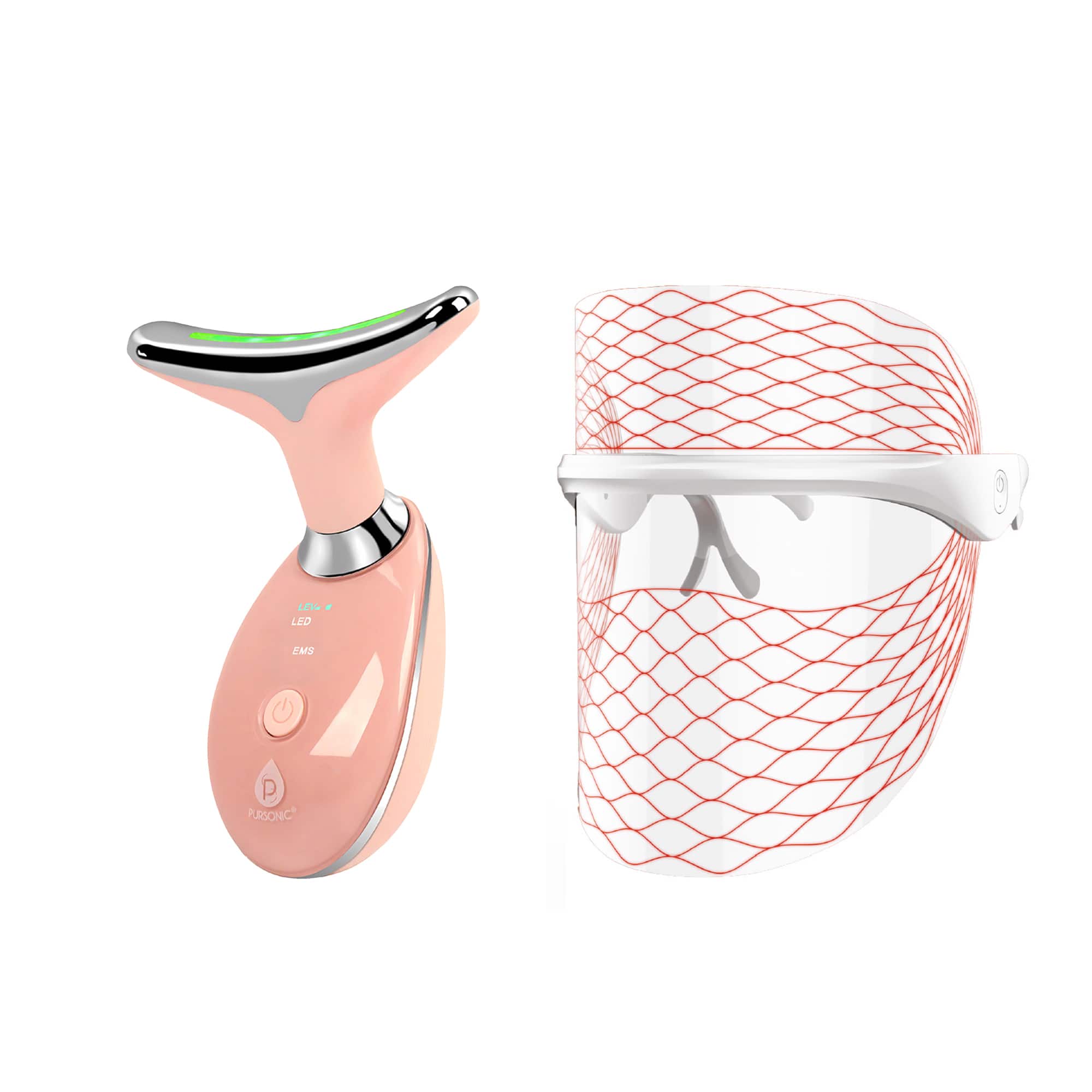 Advanced Anti-Aging & Sculpting Skincare Set – Pursonic 7-in-1 LED Light Therapy Face Mask & Sculpting Wand