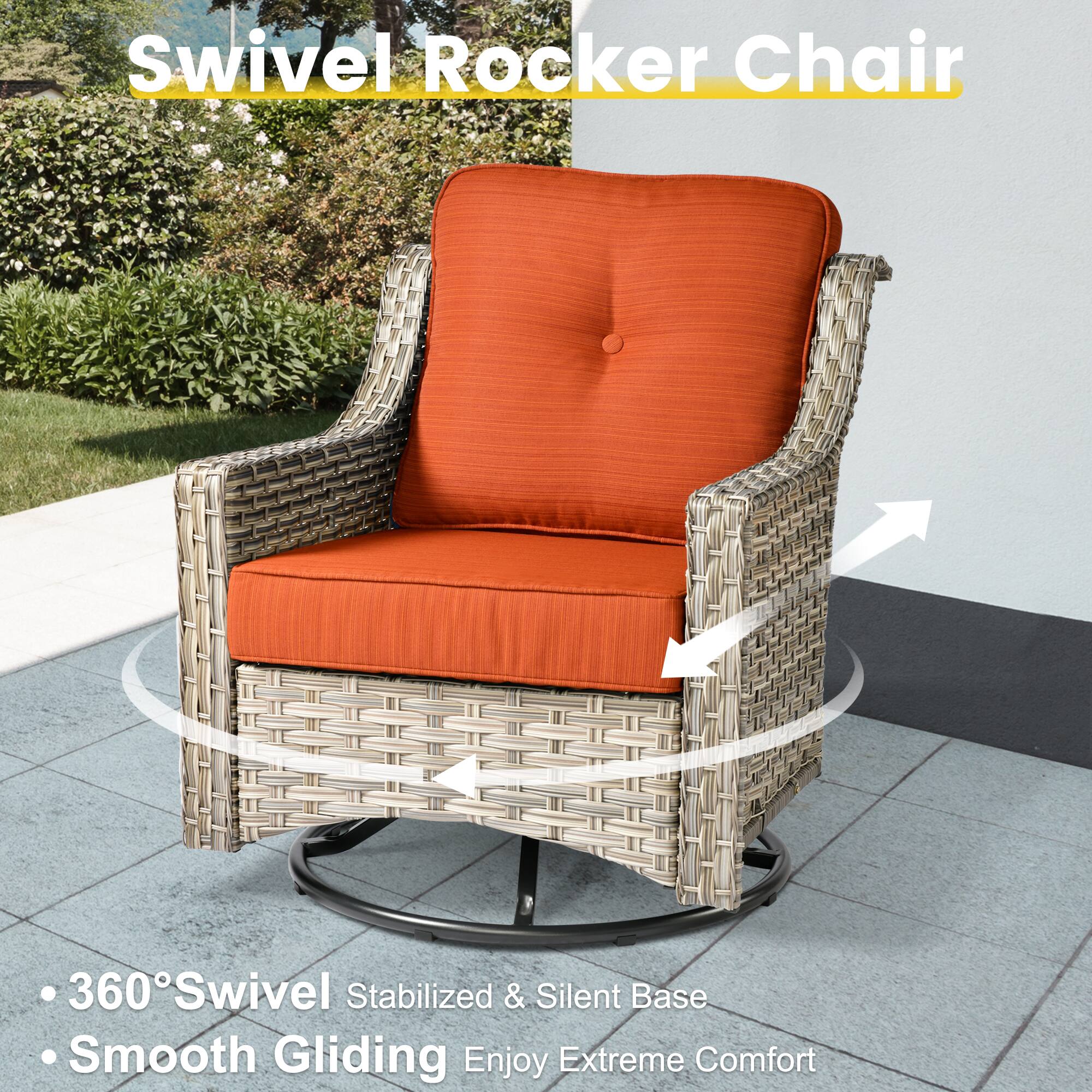 Swivel Rocker Chair

- 360° Swivel
- Stabilized & Silent Base
- Smooth Gliding
- Enjoy Extreme Comfort
