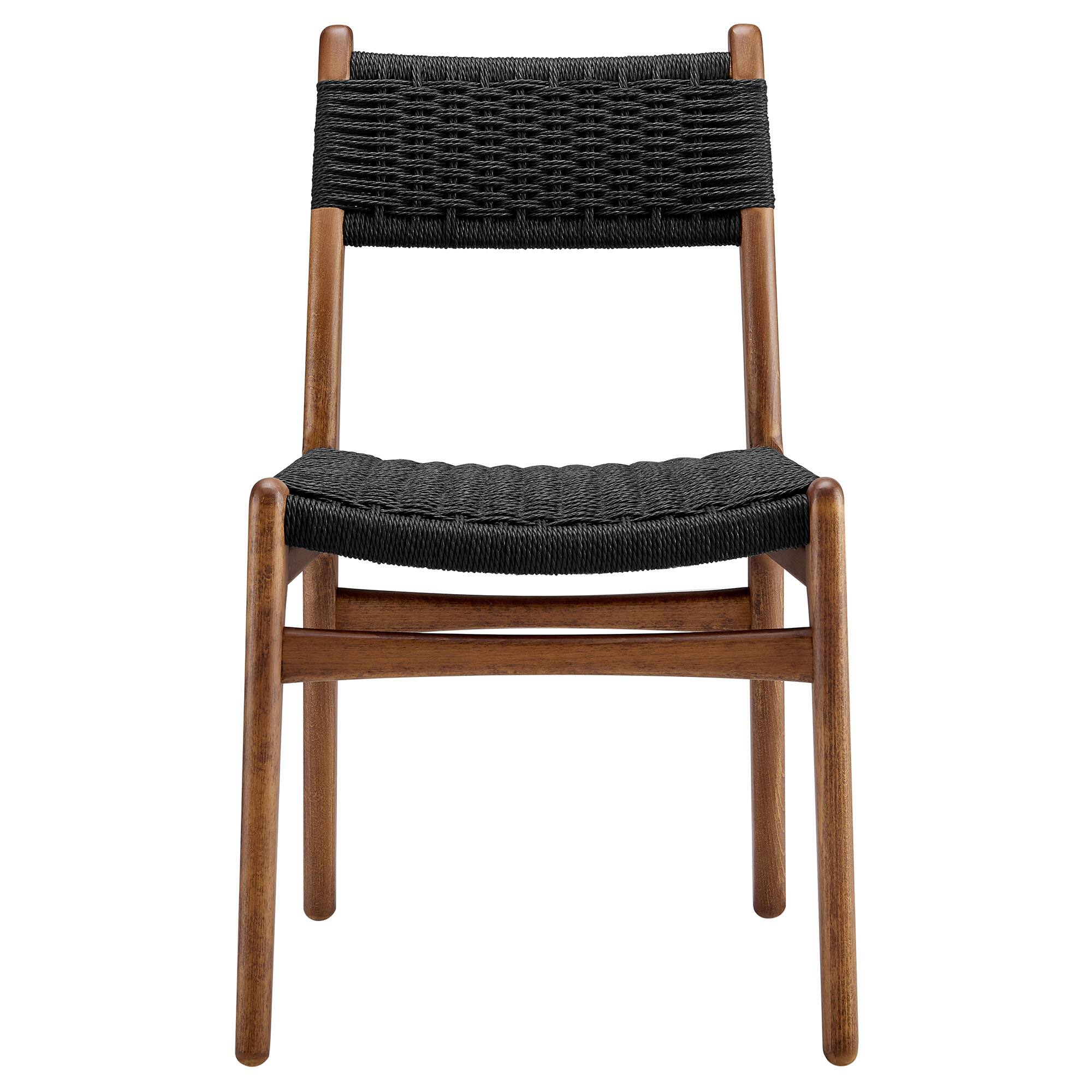 Alt View 3. Modway - Wynn Rope and Wood Dining Side Chairs Set of 2 by Modway - Black.