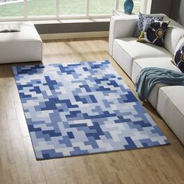 Modway - Andela Interlocking Block Mosaic Area Rug - Multicolored Light and Dark Blue