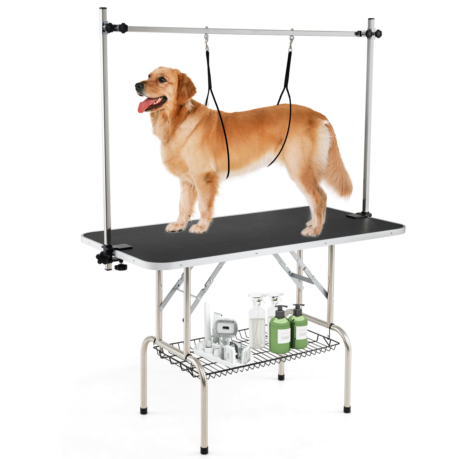 Gymax - Adjustable Pet Grooming Table w/ Sturdy H-shaped Metal Frame Heavy-duty - Black price history on PriceWatchPro