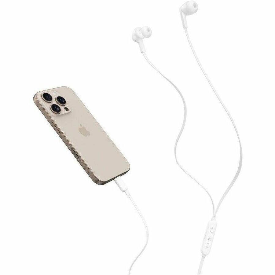 Alt View 8. Belkin - Belkin SoundForm ANC Wired Earbuds (USB-C) - Stereo - USB Type C - Wired - Earbud - Binaural - In-ear - White - White.