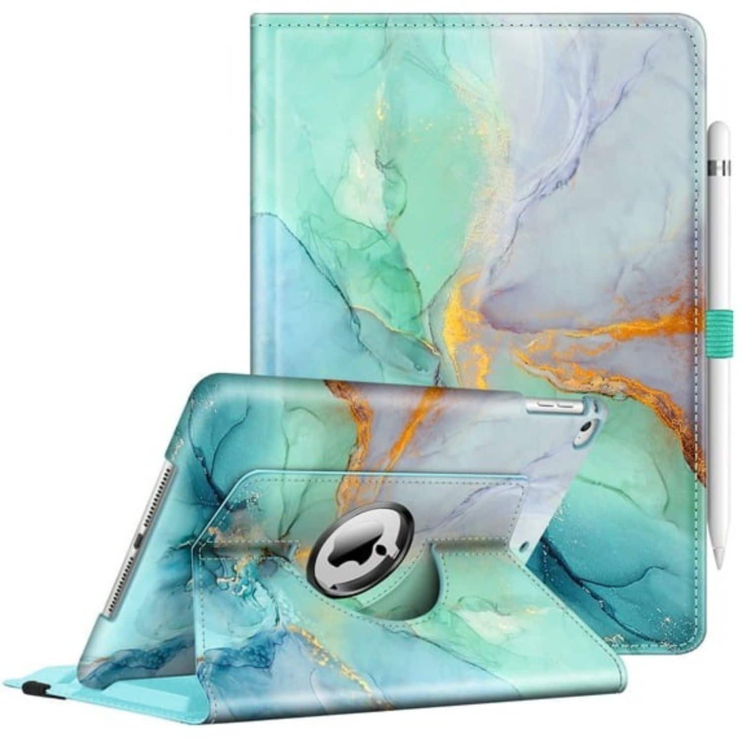 Front. Stock Preferred - Case For iPad (A16) 11th Gen 11 Inch (2025) 360° Rotating Stand Shockproof Emerald Marble - EmeraldMarble.
