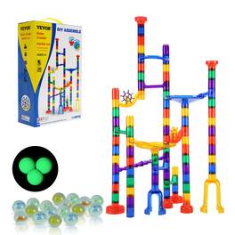 VEVOR - Marble Run Set, 110 Piece Marble Maze Building Block Brain Game, with 10 Glow in the Dark Marbles + 20 Glass Marbles - colorful