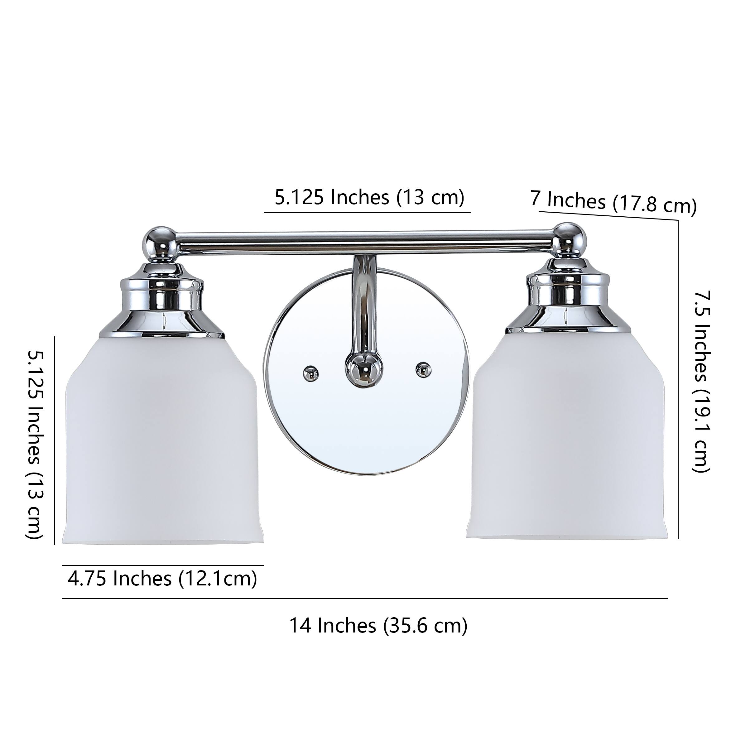 5.125 Inches (13 cm)  
7 Inches (17.8 cm)  
5.125 Inches (13 cm)  
7.5 Inches (19.1 cm)  
4.75 Inches (12.1 cm)  
14 Inches (35.6 cm)
