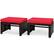Front. Costway - 2PCS Patio Rattan Ottoman Cushioned Seat Foot Rest Furniture - Red + Mix brown.