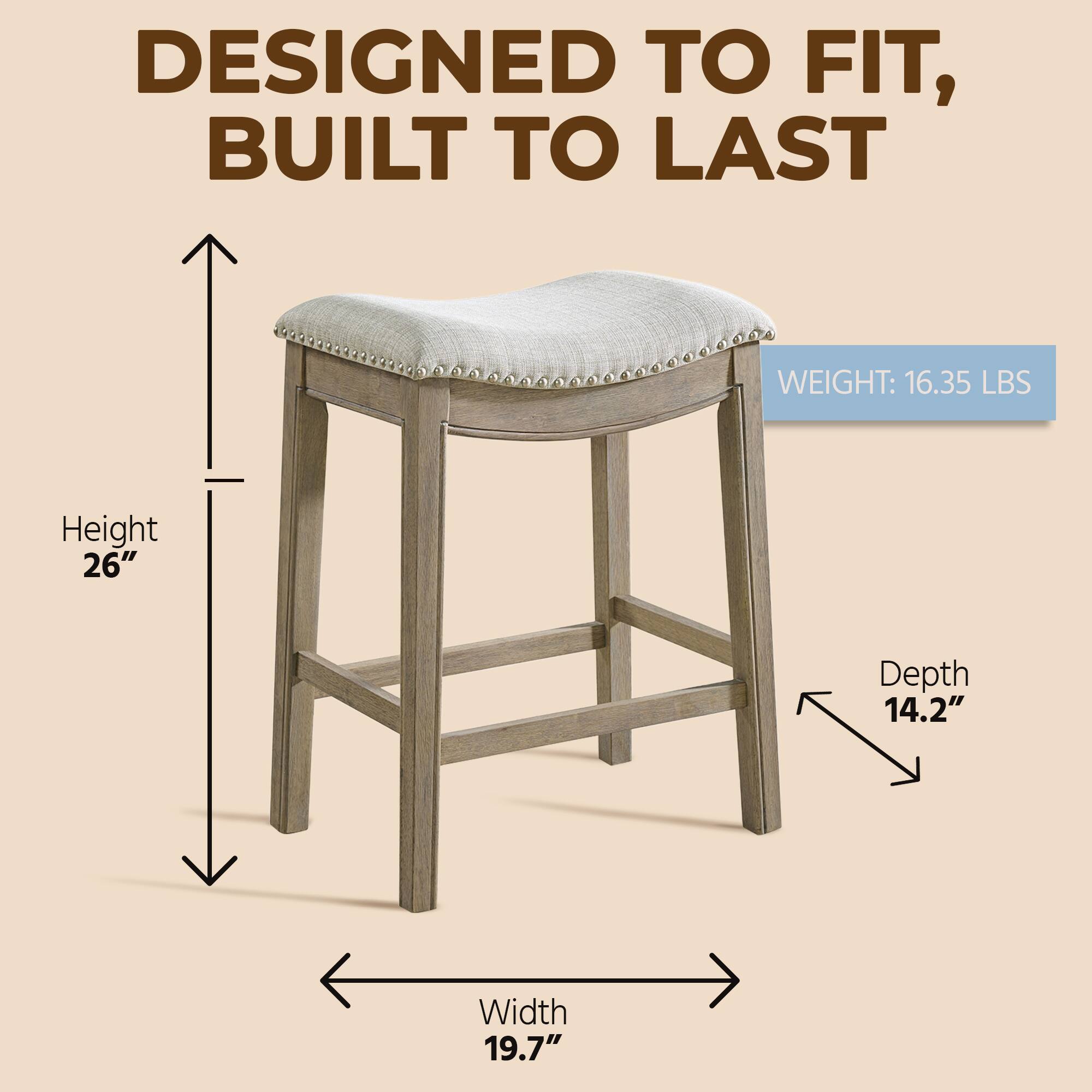 DESIGNED TO FIT, BUILT TO LAST  
WEIGHT: 16.35 LBS  
Height: 26"  
Depth: 14.2"  
Width: 19.7"
