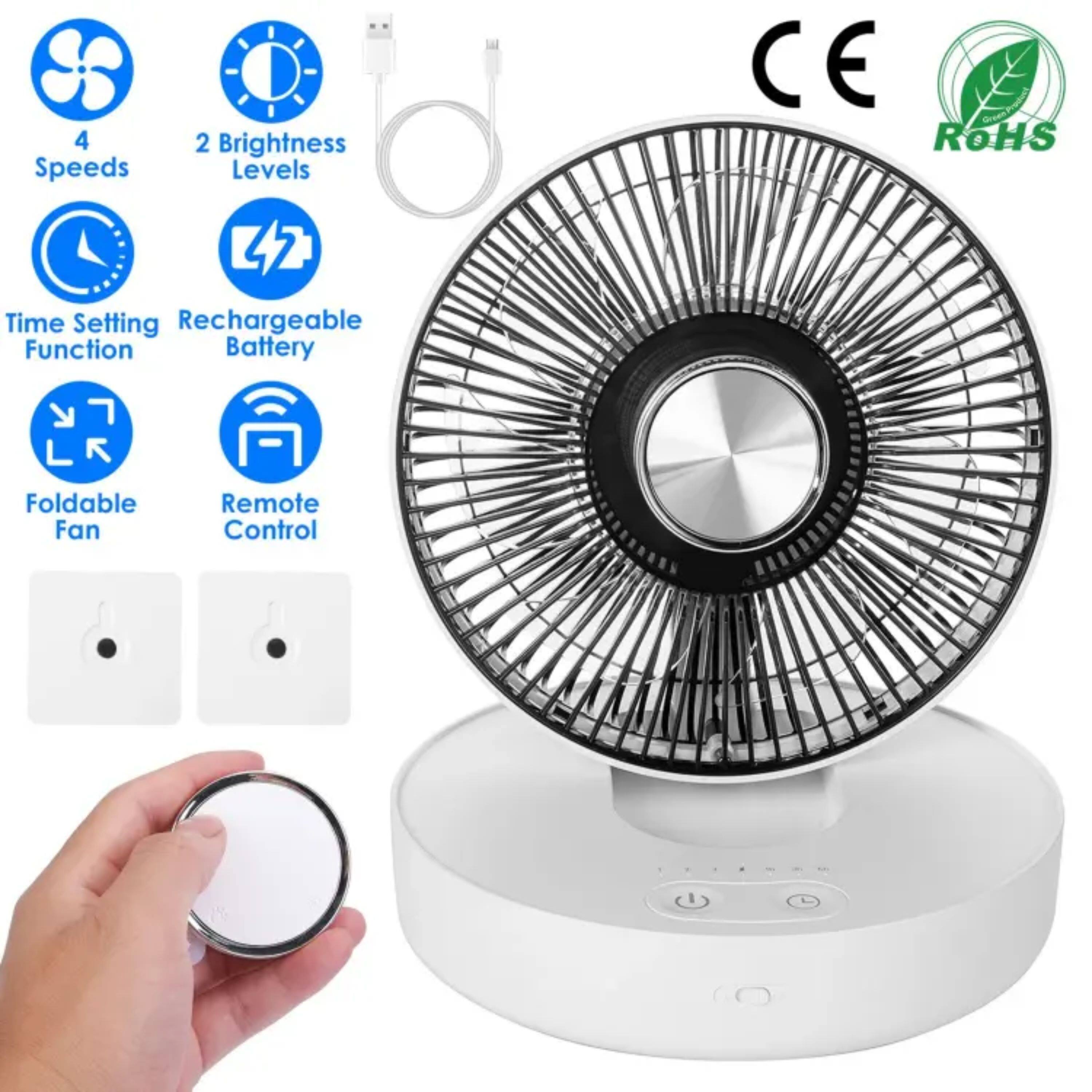 4 Speeds  
2 Brightness Levels  
CE  
ROHS  
Time Setting Function  
Rechargeable Battery  
Foldable Fan  
Remote Control