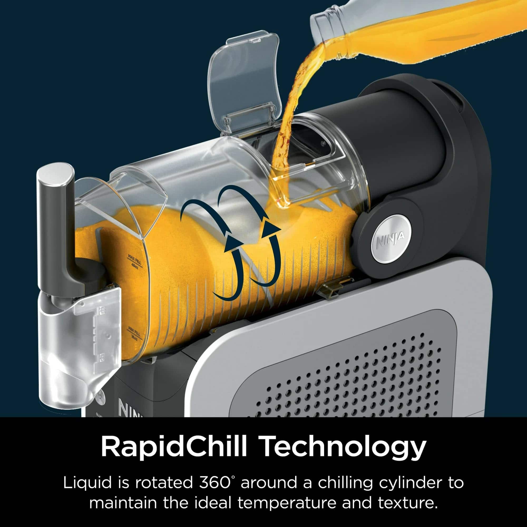 RapidChill Technology
Liquid is rotated 360° around a chilling cylinder to maintain the ideal temperature and texture.