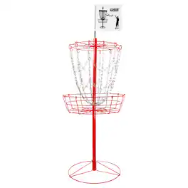 GSE Games & Sports Expert - Portable 12-Chain Disc Golf Basket, Metal Flying Disc Golf Practice Target - Red
