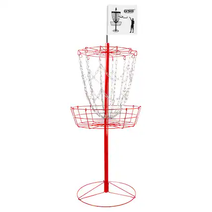 Front. GSE Games & Sports Expert - Portable 12-Chain Disc Golf Basket, Metal Flying Disc Golf Practice Target (Red) - Red.