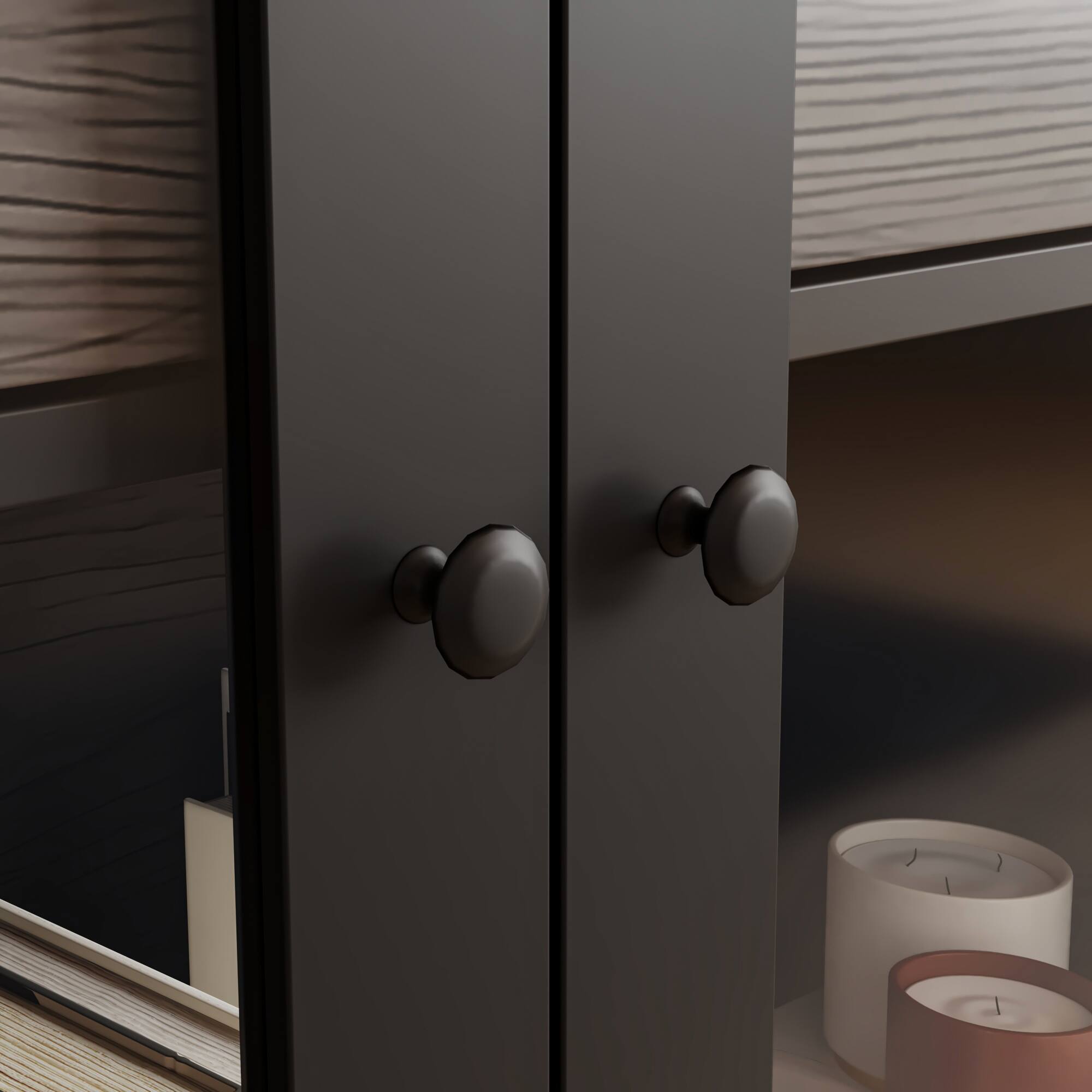 Alt View 5. FUFU & GAGA - FUFU&GAGA Glass - Door Storage Cabinet: Multi - Scene Organizer with Drawers & Metal Legs - Black.