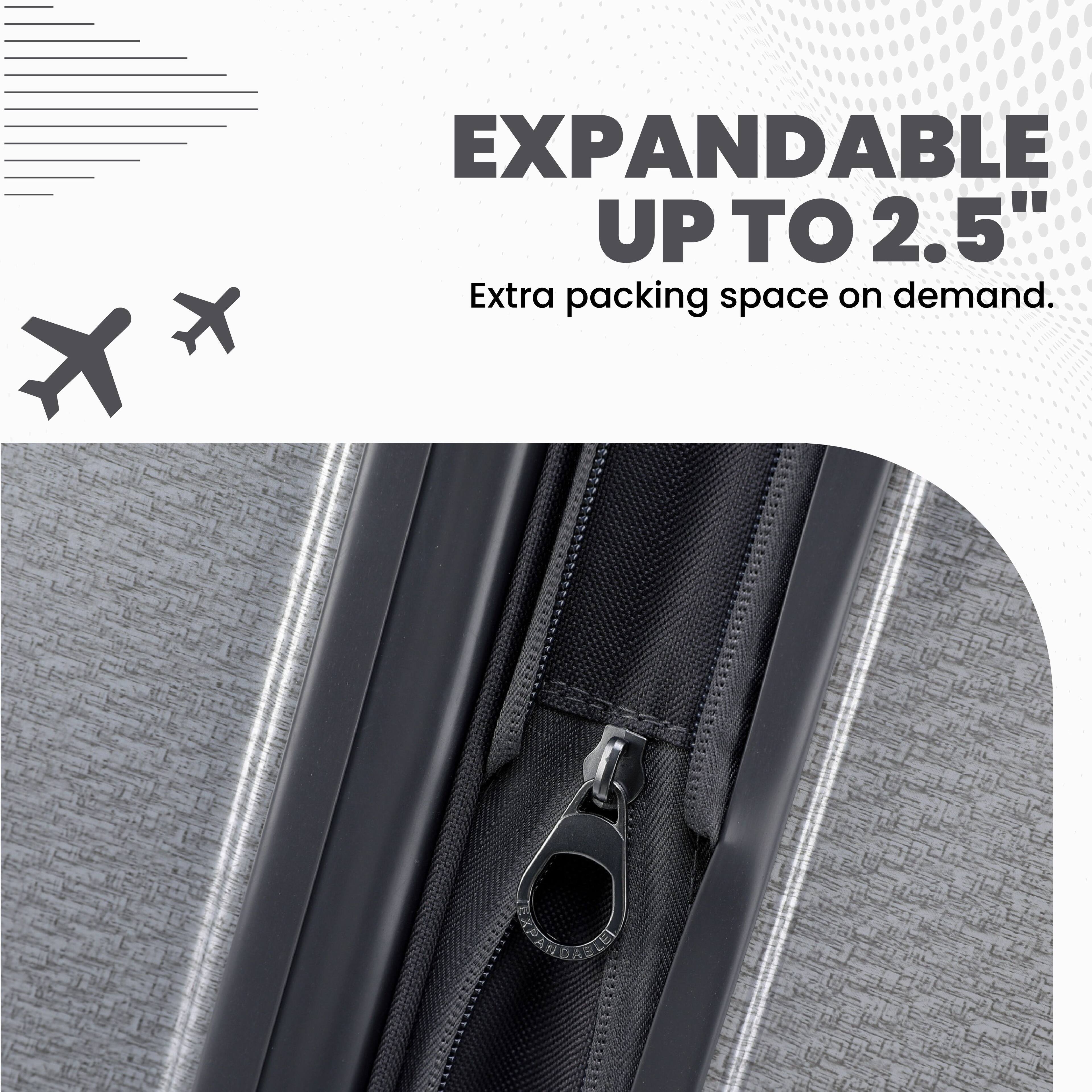 EXPANDABLE UP TO 2.5"  
Extra packing space on demand.