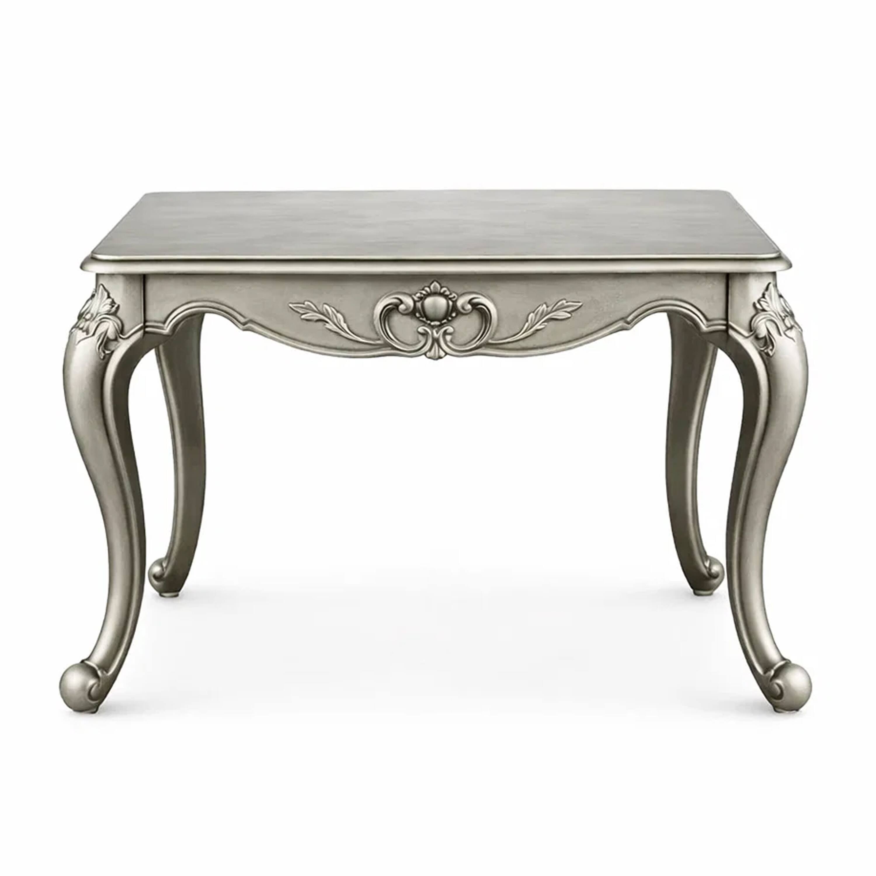 Alt View 1. Manhattan Lane - Miz Side End Table, 28 Inch, Carved Cabriole Legs - Champagne Silver, Gold.