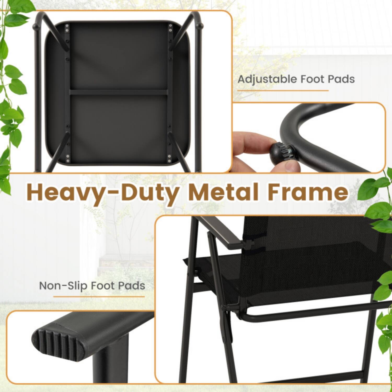 Adjustable Foot Pads  
Heavy-Duty Metal Frame  
Non-Slip Foot Pads